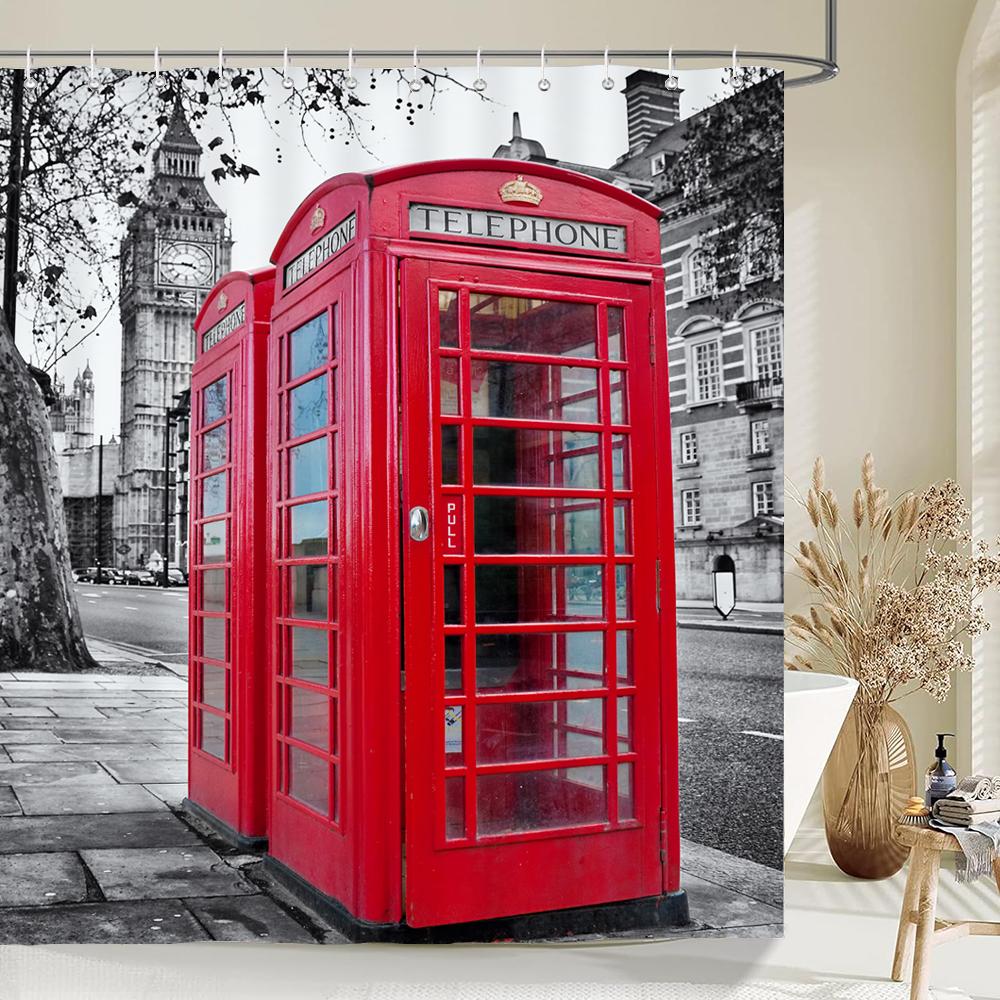 1 pack European street scenery pattern polyester material shower curtain bathroom partition curtain home decorative curtain