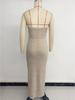 2026 Elegant Resort Luxury Knit Fishtail Slit Skirt Strapless Long Dress