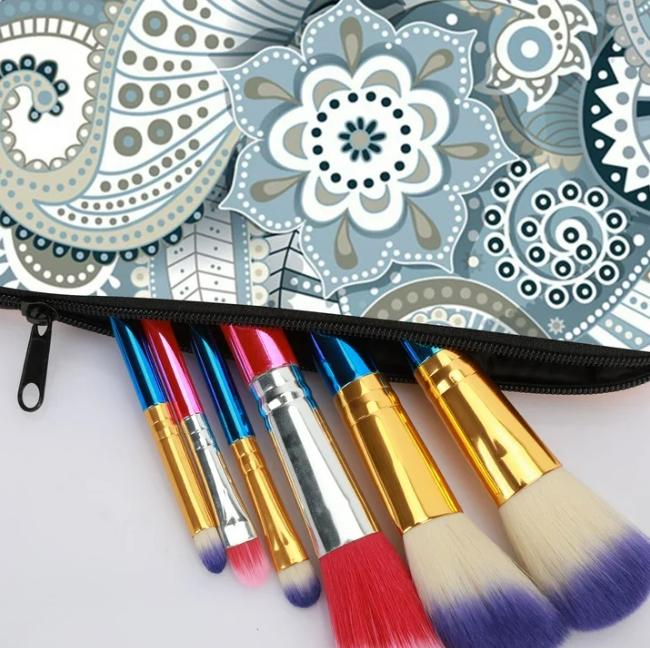 Cosmetic Bag Makeup Bag Waterproof Travel Toiletry Pouch Bag with Mandala Flowers Design