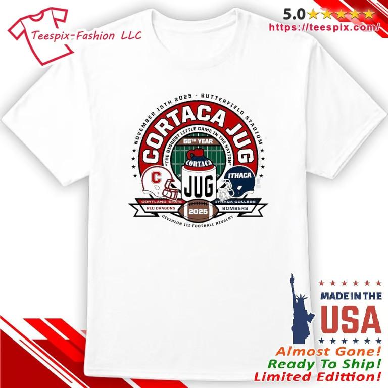 Cortland Vs Ithaca 2025 Cortaca Jug DIII Футбольное Соперничество Футболка Унисекс Футболка XXL