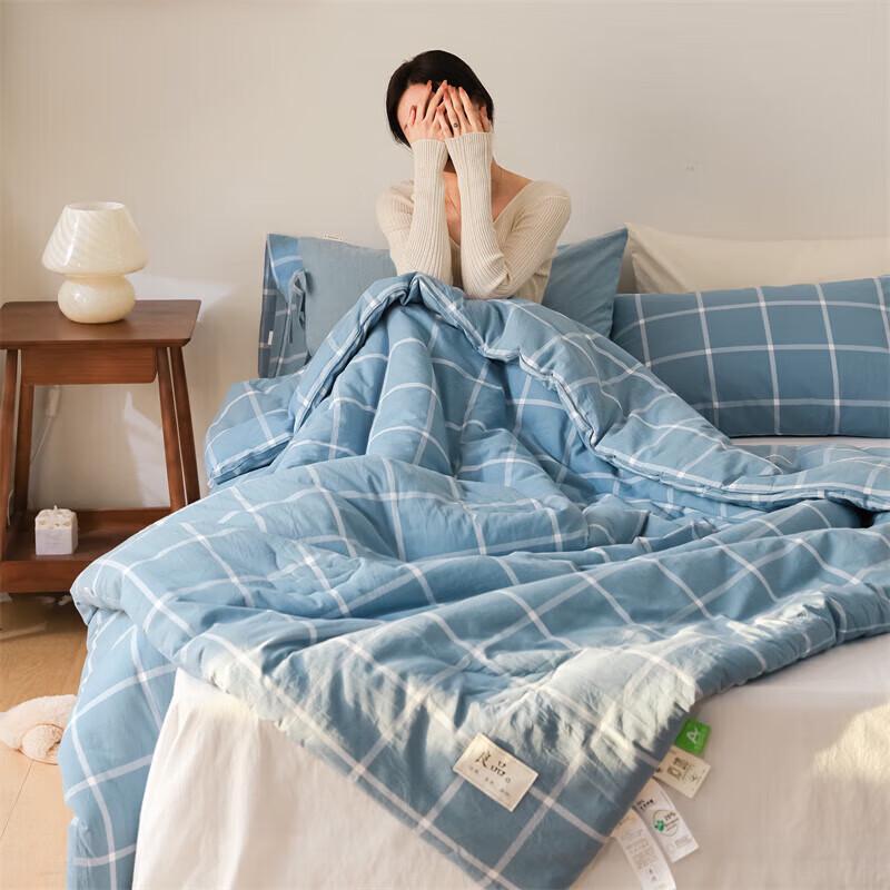 Muxinzi Washed Cotton Soy Fiber Plaid Quilt