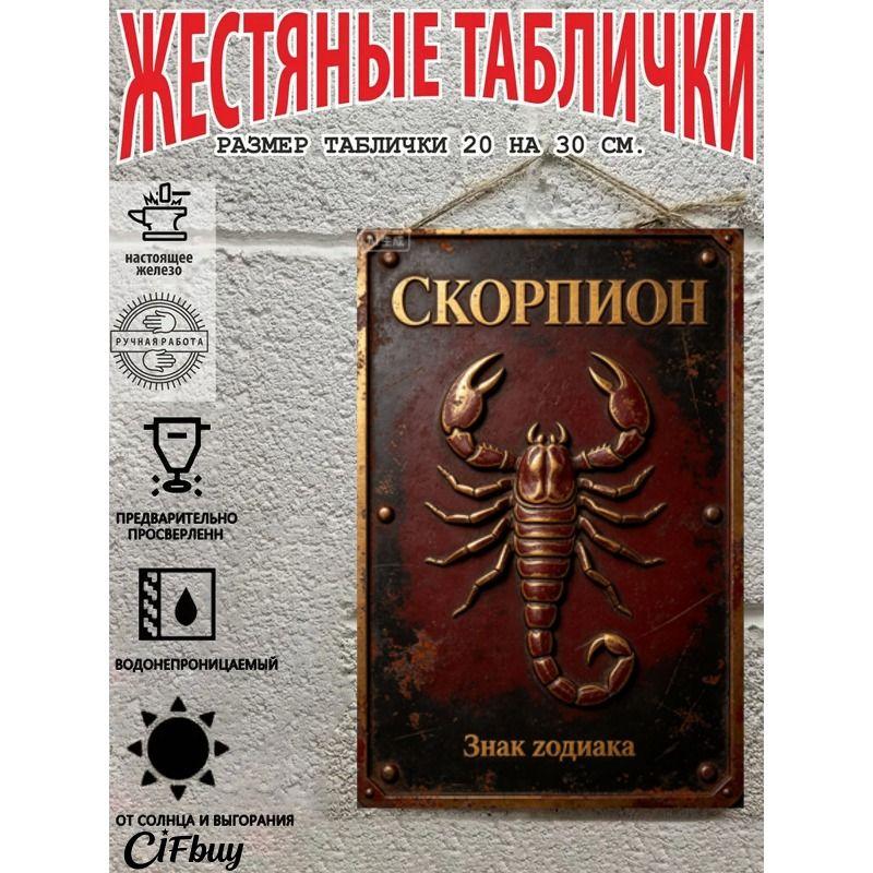 Vintage Metal Wall Poster Zodiac Sign, Living Room Decor, 20x30cm