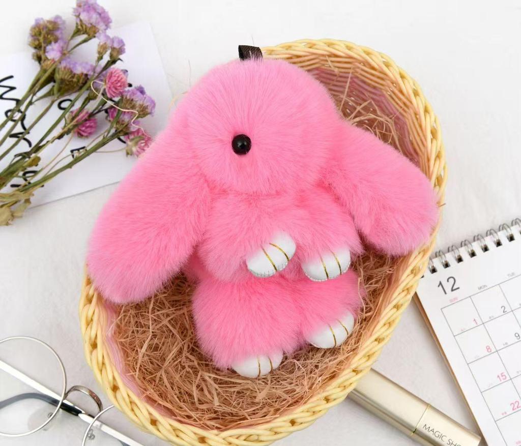 Portachiavi in Peluche Pelliccia Sintetica di Coniglio: Simpatico Ornamento Coniglio per Telefoni Cellulari e Chiavi dell'Auto