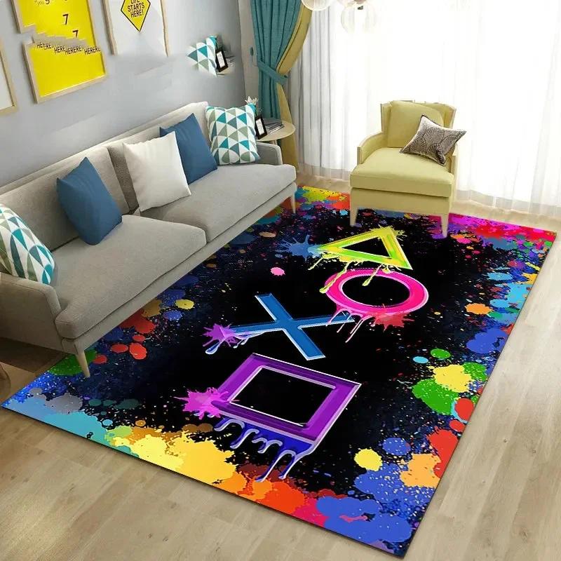 Gamepad Pattern Carpet for Living Room Bathroom Decoration Non-Slip Game Controller Large Area Rug Bedroom Play Room Floor Mat
