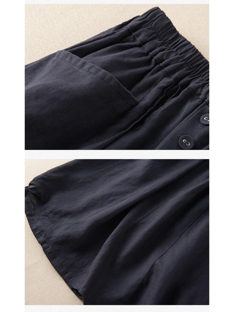 Plus Size Women's Retro High Waist A-Line Midi Skirt - Imitation Linen, Summer Slimming Style