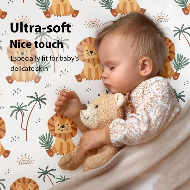 Soft Cotton Crib Fitted Sheet Baby Nursery Bedding Set Pure Color Breathable Double Layer Infant Bed Cover