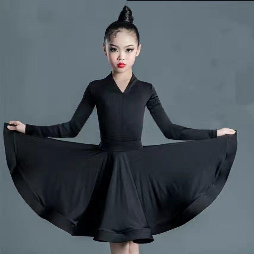Kostium do tańca latynoamerykańskiego dla dzieci na zawody zawodowe; Duża Sukienka Huśtawka dla Dziewczynek; Nowe Dziecięce Latinowe Treningowe Wystąpienie