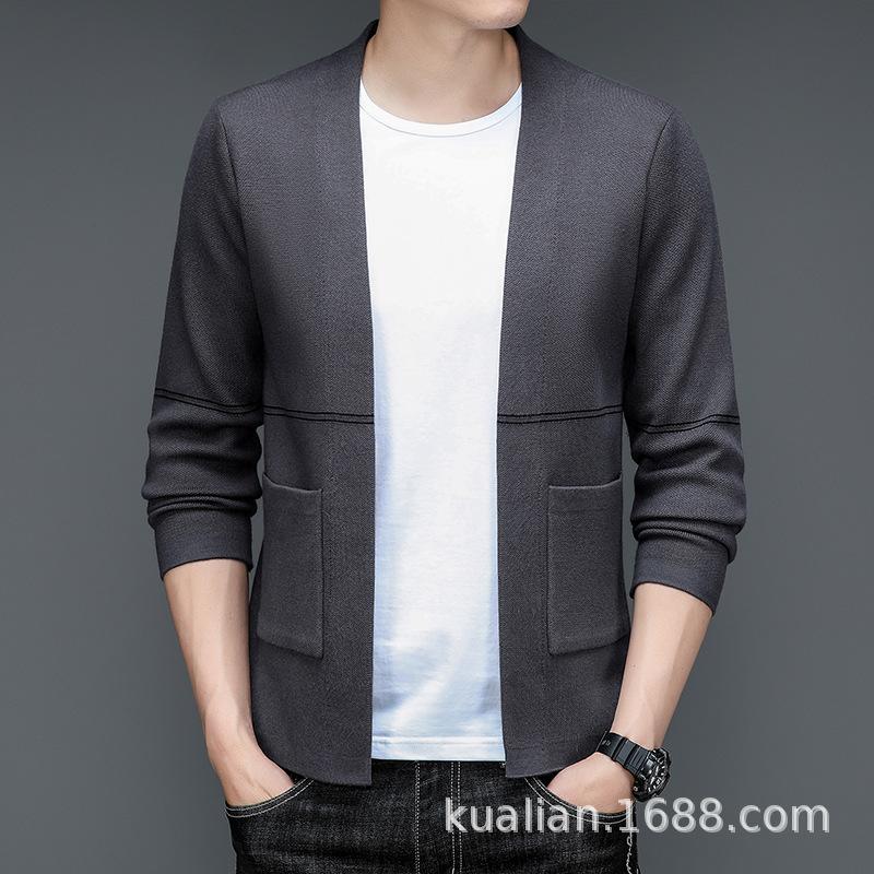 Coat Men s Fashion Slim Fit Minimalist Autumn M серый