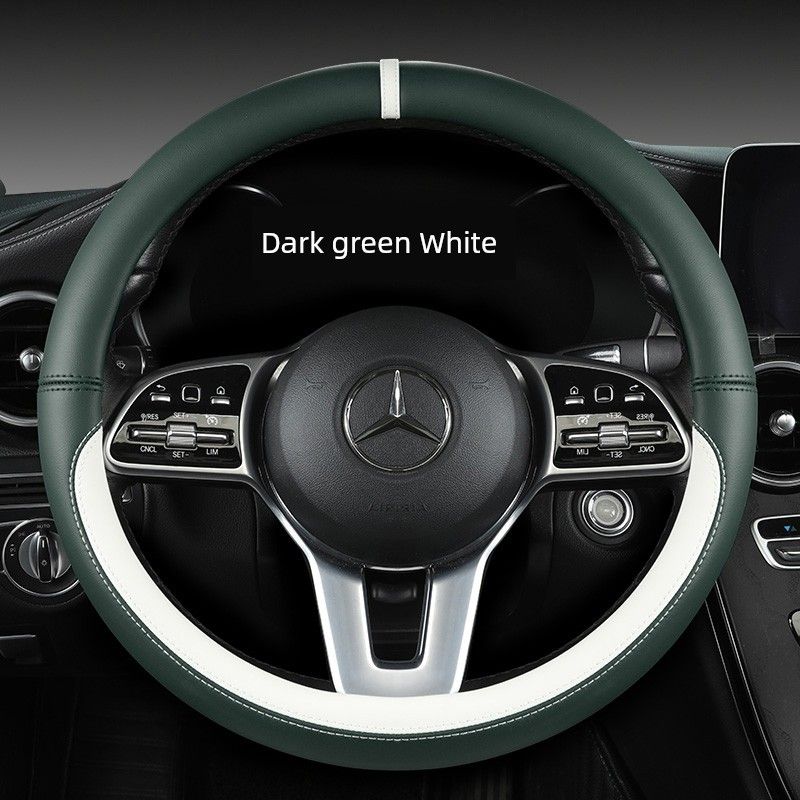 New Car Steering Wheel Cover All Year Round Neutral Fashion Color Contrast Non Slip Abrasion Resistant Napa Leather Car Steering Wheel Cover