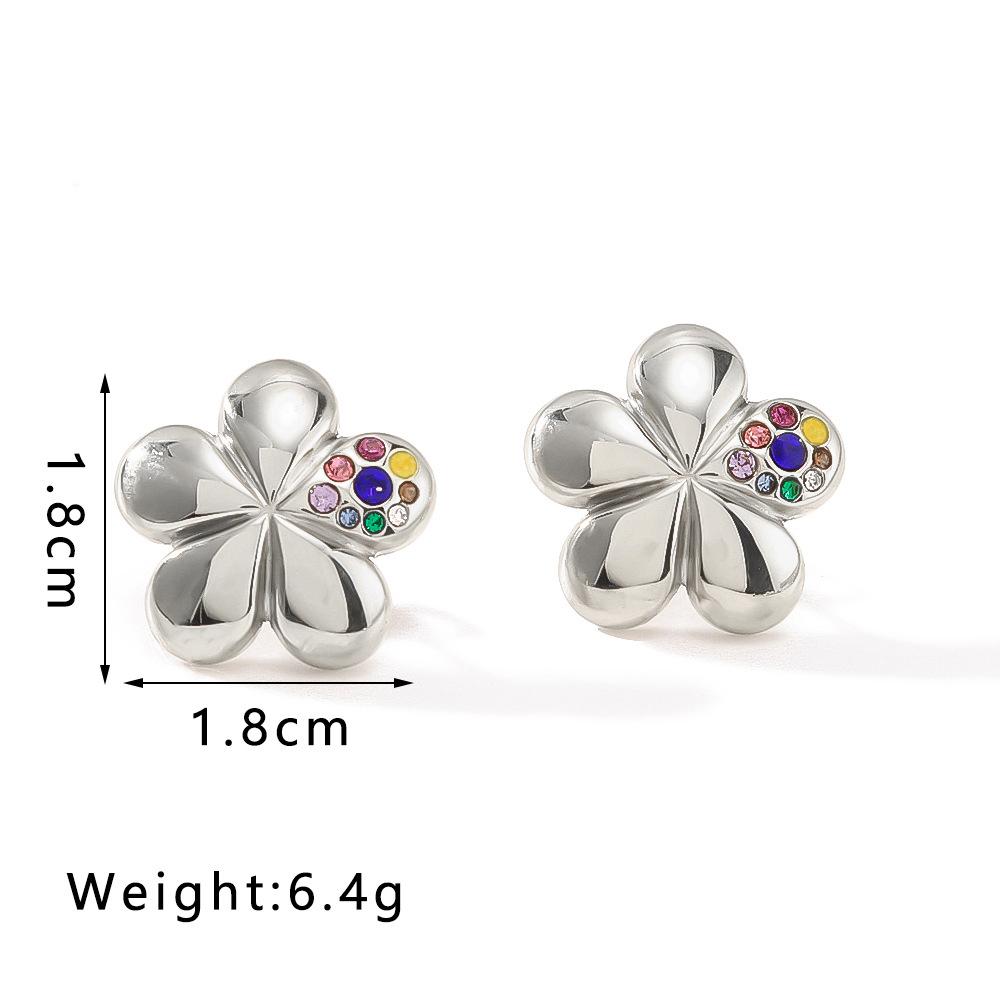 

Stainless Steel Flower Earrings For Women Inlaid Zirconia Diasy Flower Drop Stud