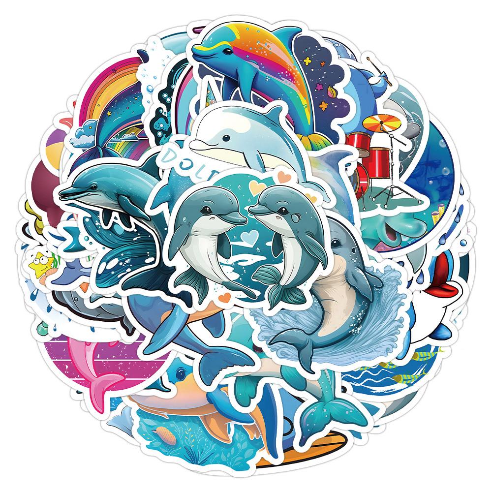 10/30/50pcs Cute Dolphin Marine Animal Stickers Kawaii Cartoon Graffiti Sticker DIY Stationery Phone Notebook Decals