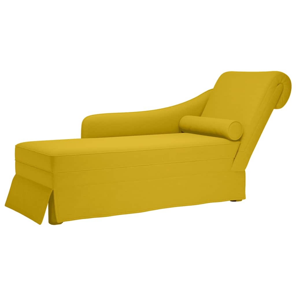 Chaiselongue mit Nackenkissen und rechter Armlehne Gelber Samt
