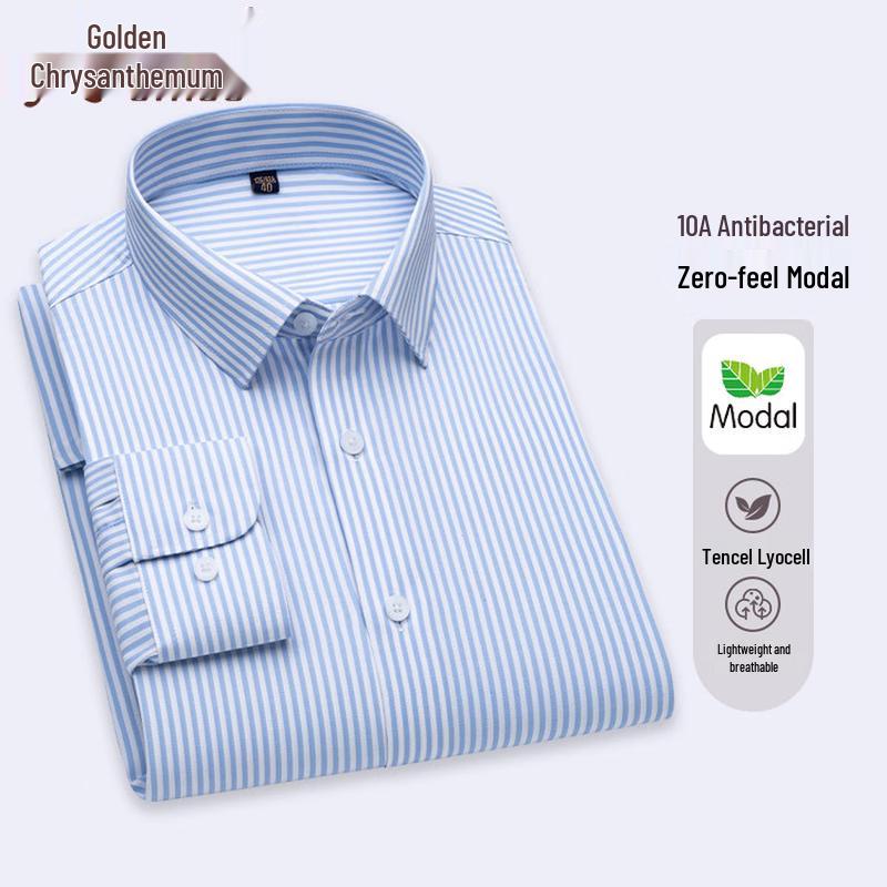 

Men s Striped Modal Blend Business Casual Long-Sleeve Shirt 41