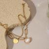 Golden Double Layer Chain Heart Pearl Charm Bracelet for Women Elegant Jewelry Gift