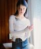 Dear Me Rainy Shirred Long Sleeve Top [White]