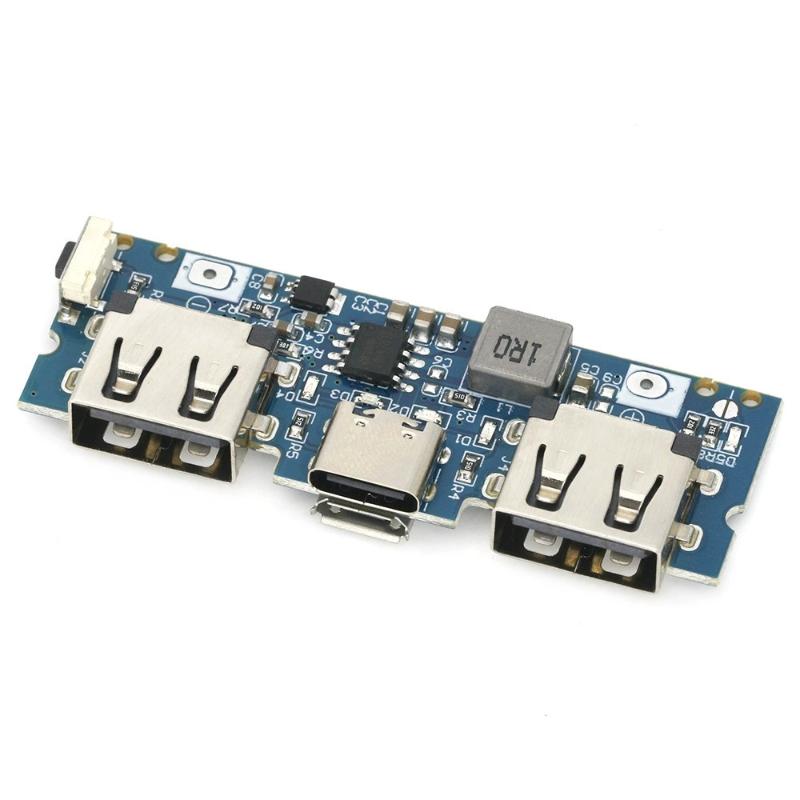 Multi-Device Compatible 18650 Boost Charger Board 2.4A Dual USB Micro Type-C for DIY Power Bank Production