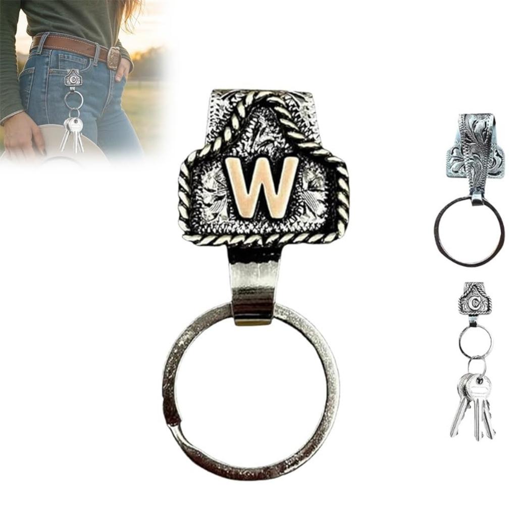 Western Cowboy Letter Keychain, Vintage Handmade Letter  Initial Keychain Clip, Personality Metal Key Chain For Belt