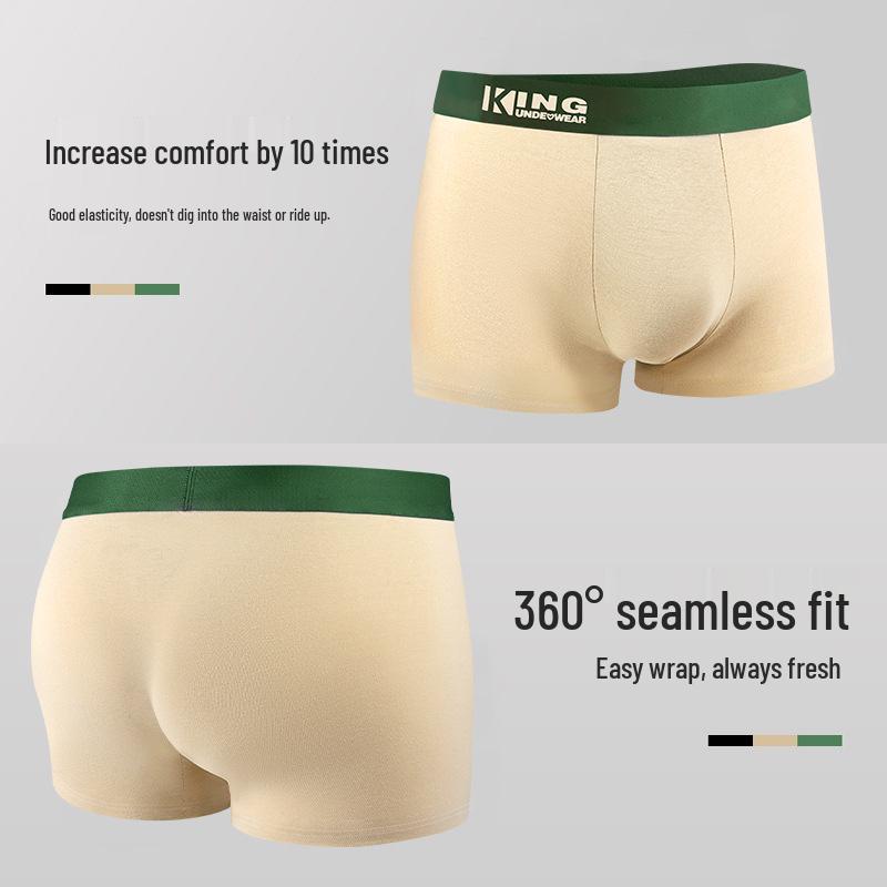 Men's Trendy Color Block Cotton Boxer Briefs with Antibacterial Breathable Crotch and Comfortable Plus Size Design.