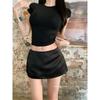 Kumikumi Black Sheath Two-piece Set Short Sleeve T-shirt
