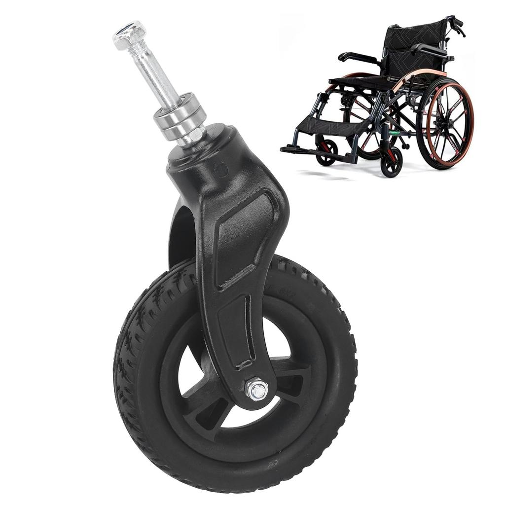 6in Wheelchair Tire Universal PU Hub PVC Tire Steel Strong Bearing Wheelchair Front Castor Wheel
