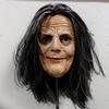 Parrucca Grigia Cucita per Adulti con Maschera Facciale in Gomma Accessorio Costume da Signora Sexy Nonna Vecchia per Festa Cosplay Halloween