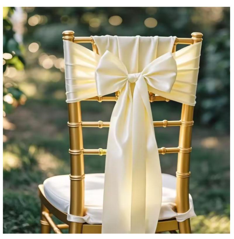 Wholesale 10/50pcs Satin Bow Sashes Wedding Chair Decor 17x275cm Ribbon Butterfly Tie Band For Christmas Birthday Party Sashes