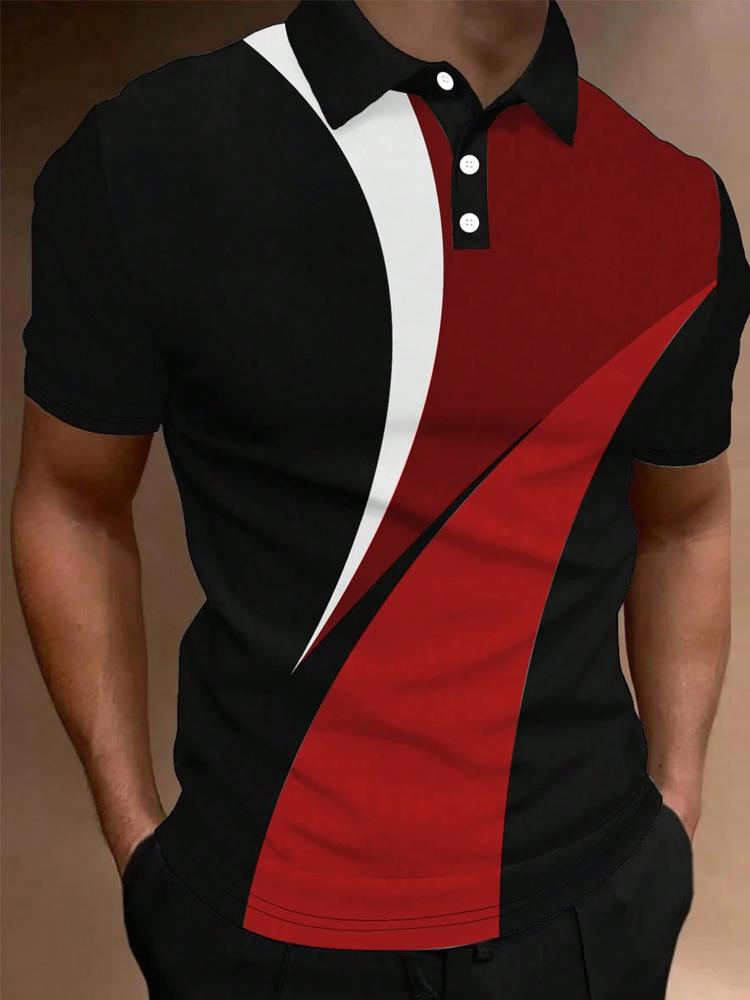 

Мужская рубашка-поло с цветным воротником и графическим принтом 3XL красный