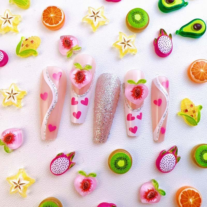 New Simulation Fruit Resin Slices Nail Art Accessories Mini Cute Flat Decoration Phone Case Hairpin Nails