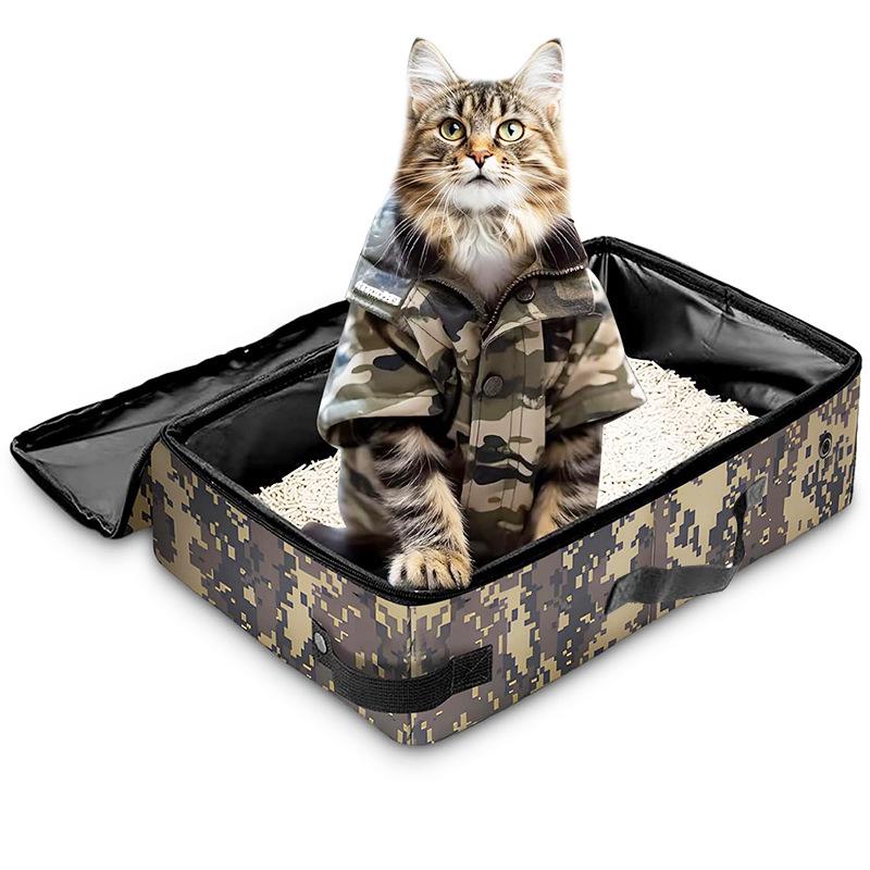 Portable Waterproof Foldable Cat Litter Box with Storage Bag