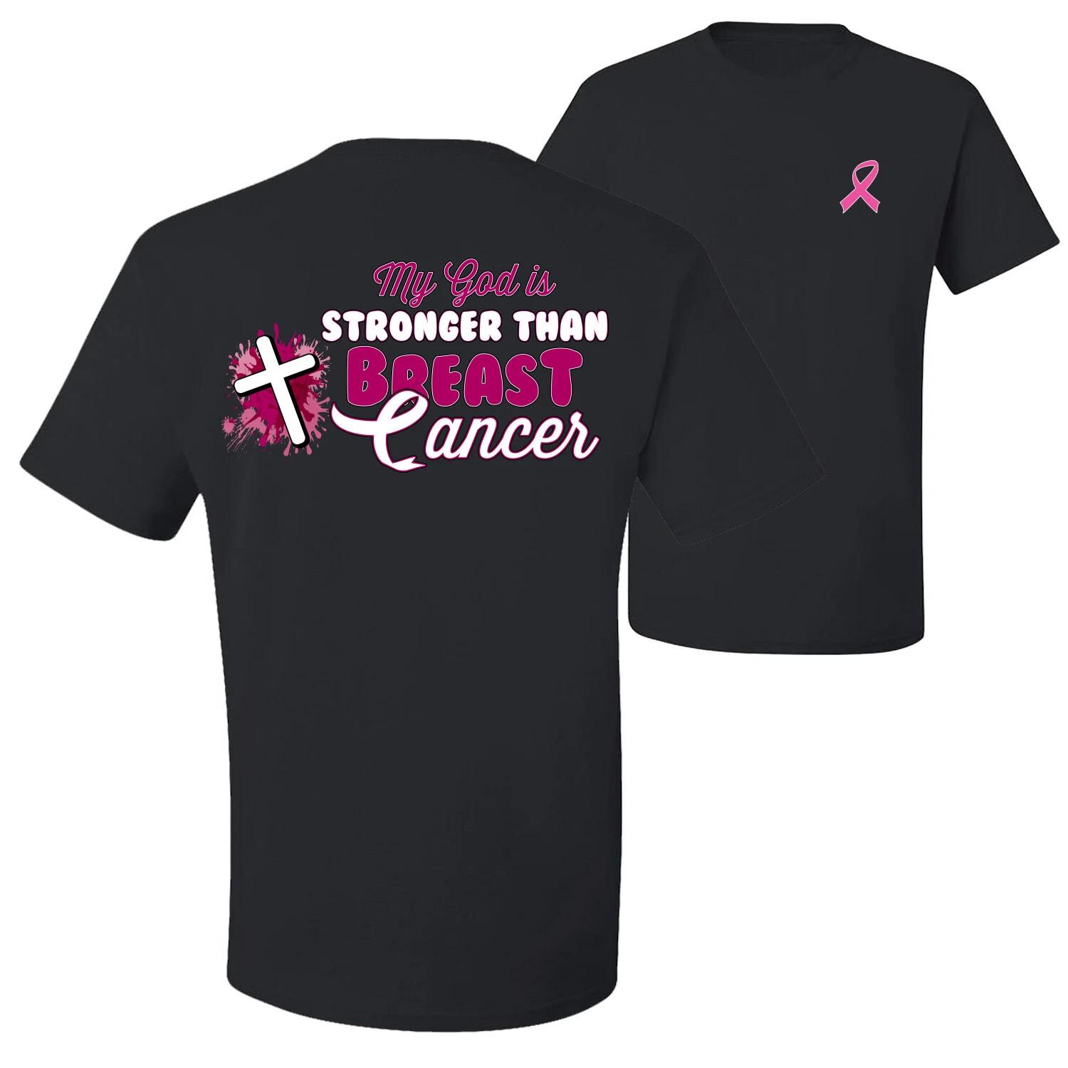 My God is Stronger Than Breast Cancer Paint Splatter Cross Men Graphic T- Shirt S