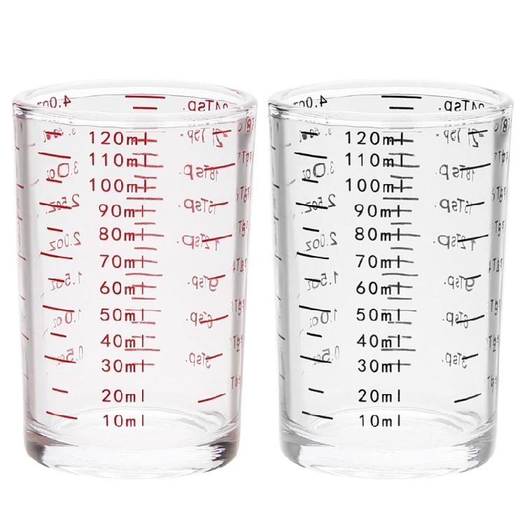 Multipurpose Heat Resistant Glass Jigger Multifunctional Glass Measuring Cup with 120ml Capacity for Cooking and Baking