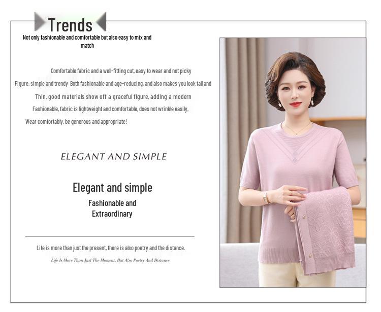 Elegant Knit 2-Piece Set for Middle-Aged Women - 2026 Spring/Autumn Collection