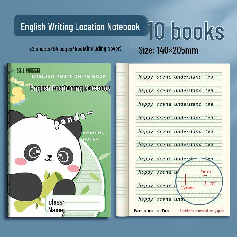 16K English Calligraphy Training Notebook - Standard Frame Writing Paper for Elementary Students.