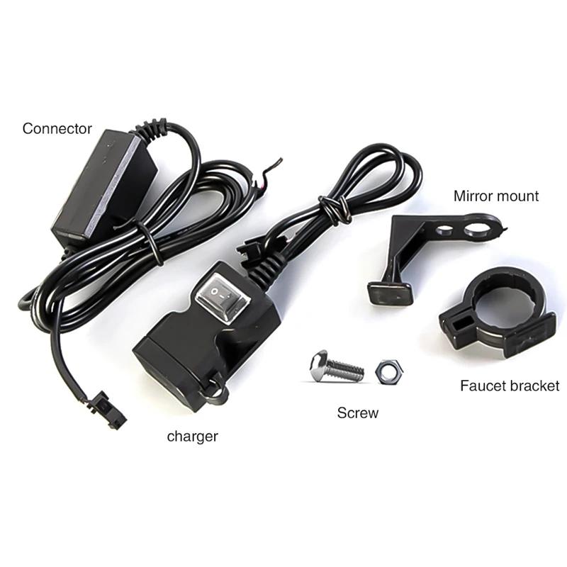12V-24V Dual USB Motorbike Motorcycle Handlebar Charger Adapter Waterproof Power Supply Socket for Iphone Samsung Huawei