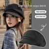 Béret Gavroche Noir Huit Pans pour Femme Printemps/Automne 2025, Style Peintre Visage Fin.