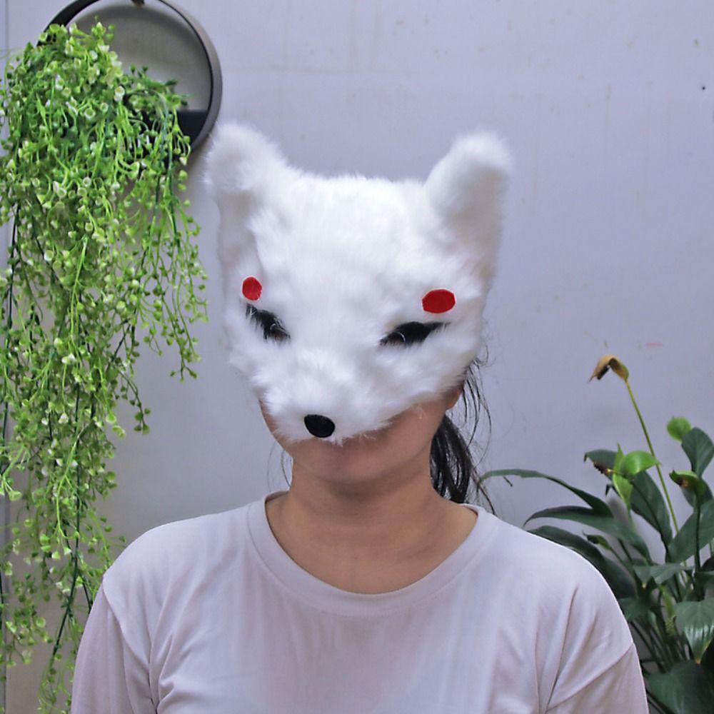 Props Gift Show Costume Anime Cosplay Pros Masquerade Mask Halloween Plush Mask Kabuki Kitsune Mask