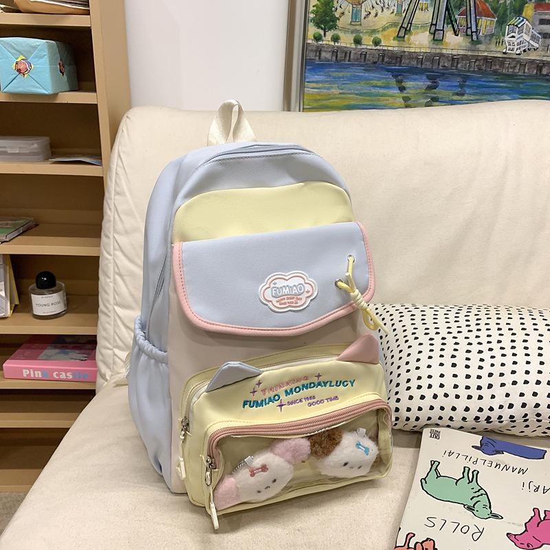 Schoolbag High Value Ins Wind School Bag Junior High School Girls Backpack High School Students Large Capacity Cute Pain Bag Dopamine Backpack