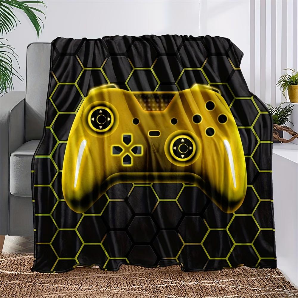 1pc Flannel Blanket Computer Gamer Pattern Blanket Cozy Warm Soft Blanket for Sofa Office Bed and Travelling