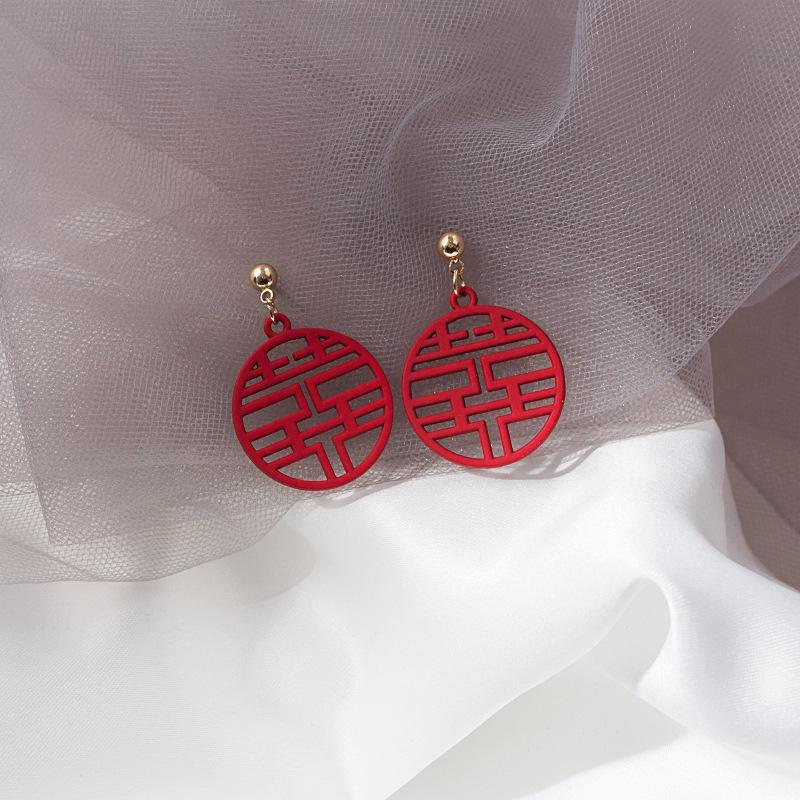 

Красные благоприятные серьги-пусеты со стразами в виде жемчуга и знаков зодиака для женщин