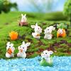5Pcs Mini Rabbit Resin Figurine Cute Cartoon Animal Statue Tiny Landscape Ornament For Micro Garden Easter Decoration