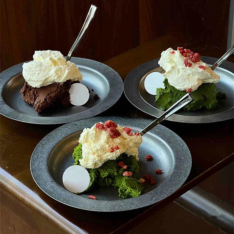 1PC Stainless Steel Plate Afternoon Tea Cake Treat Dish Elliptical Plate Silver Desserts Plate Storage Tray 17/19/21/23cm