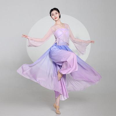 Traje de dança étnica de gaze clássica chinesa, traje de performance elegante de fada