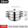 Stainless Steel Double-Ear Two-Layer Steamer Pot for Induction and Soup