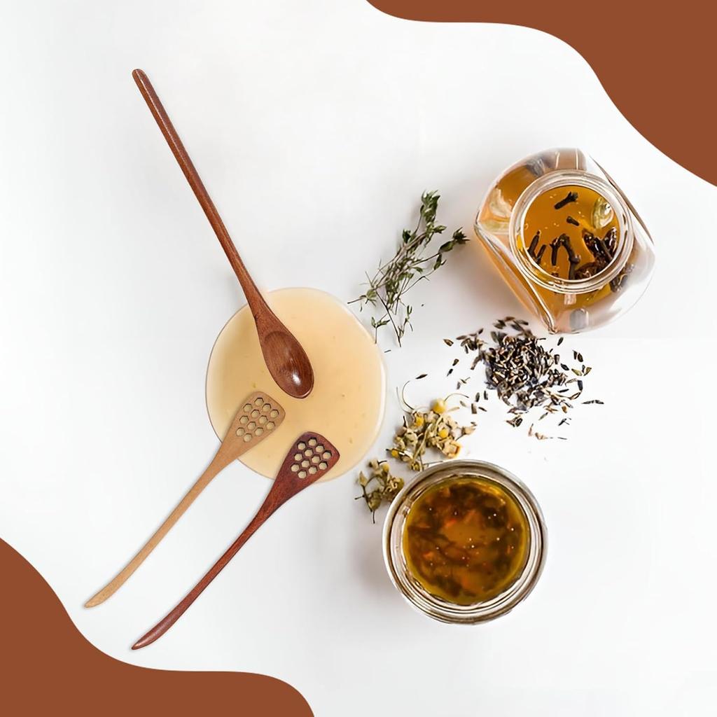 3 Pack Wooden Honey Mixing Stirrer Honey Dipper Sticks Honey Spoon, Wooden Honey Spoon and Dipper, Honey Sticks for Tea Spoons, Coffee Stirring