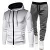 Autumn and Winter Fleece Polka Dot Men's and Women's Sports Hoodie Polka Dot Men's Solid Color Zipper Sweatshirt Set