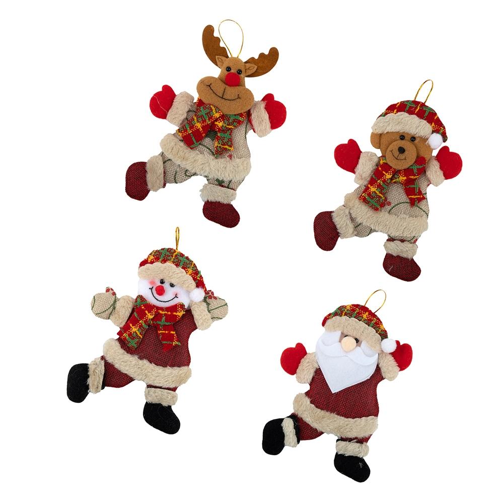 Vibrant Santa Claus Snowman Elf Hanging Dolls Capture the Holiday Essence