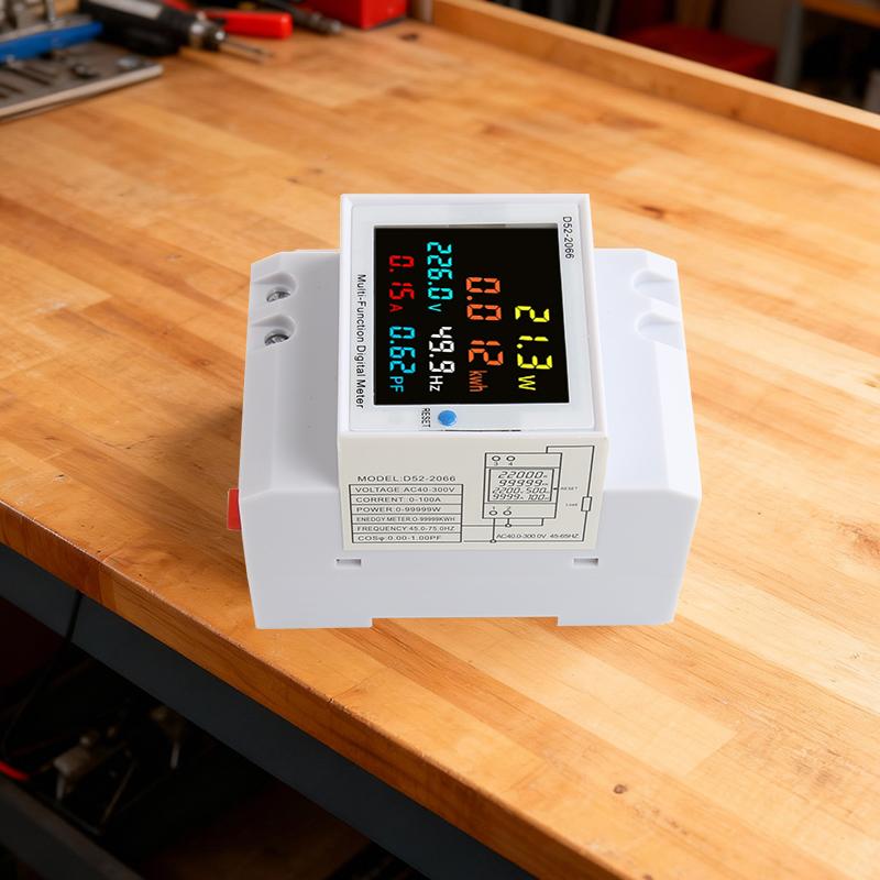 6IN1 Din Rail AC Monitor 110V 220V 380V 100A Voltage Current Power Factor Active KWH Electric Energy Frequency Meter