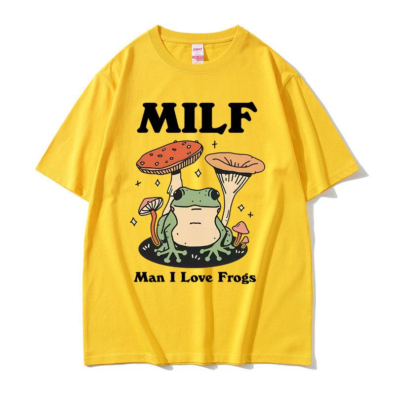Funny MILF Man I Love Frogs Meme Graphic T Shirts Humor Frog Lover T-shirts Men Women Fashion Summer Short Sleeve Tee Shirt