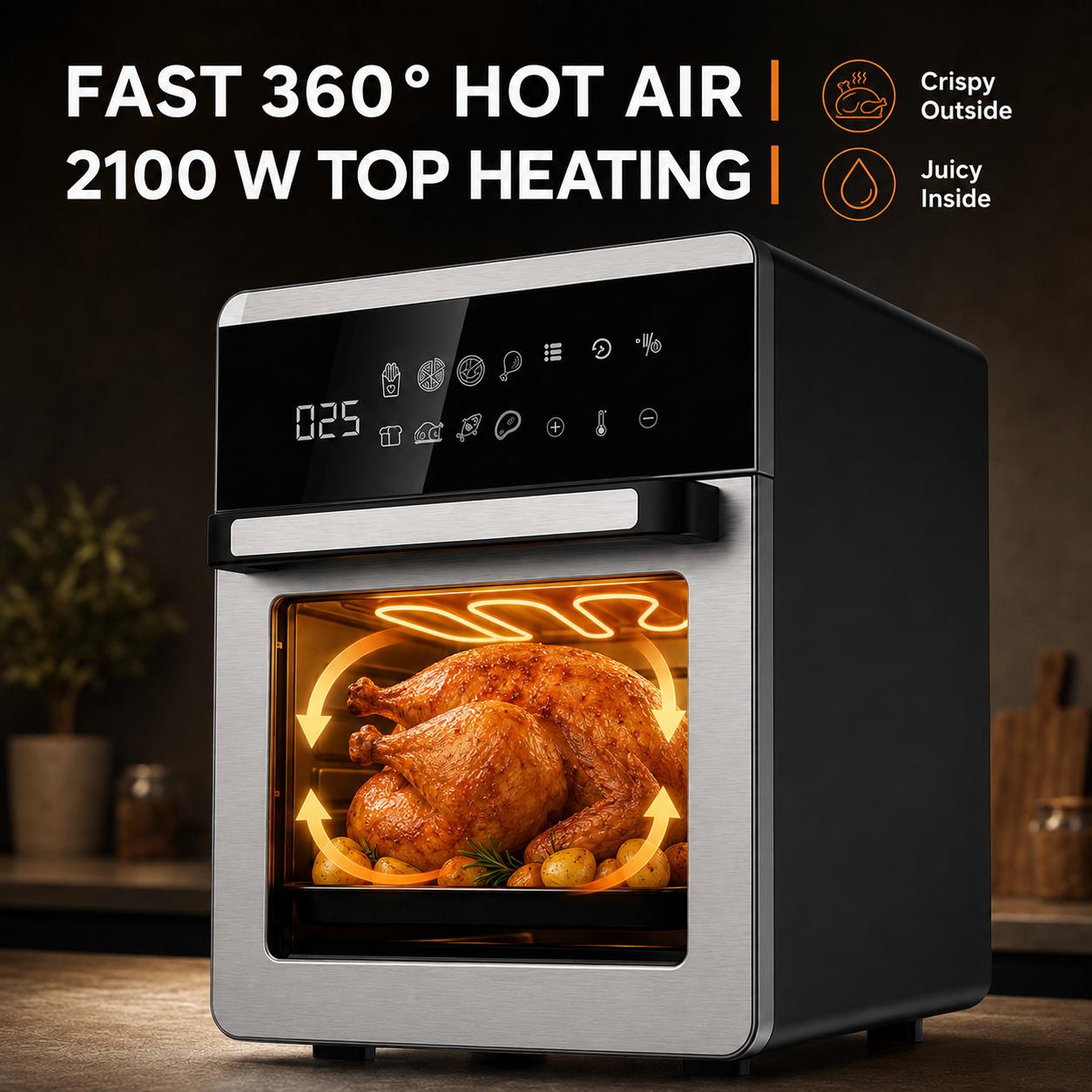 16L gaisa cepšanas krāsns 2100W skārienekrāna