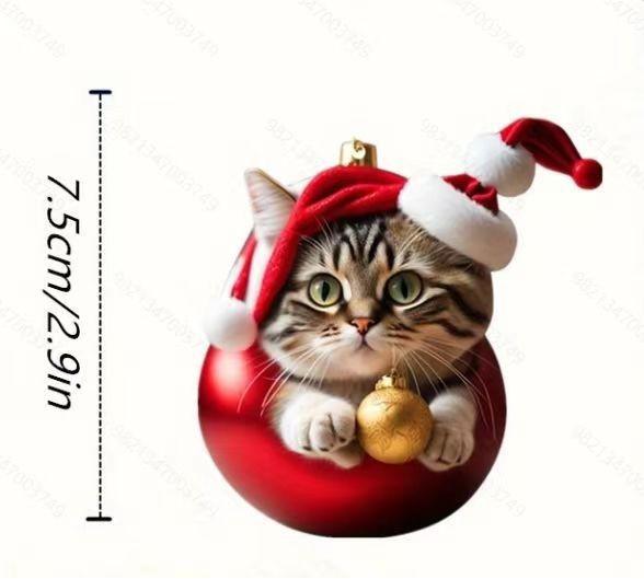 

Игривый Рождественский Кот Акриловое Украшение для Дома Идеально для Подарка 9
